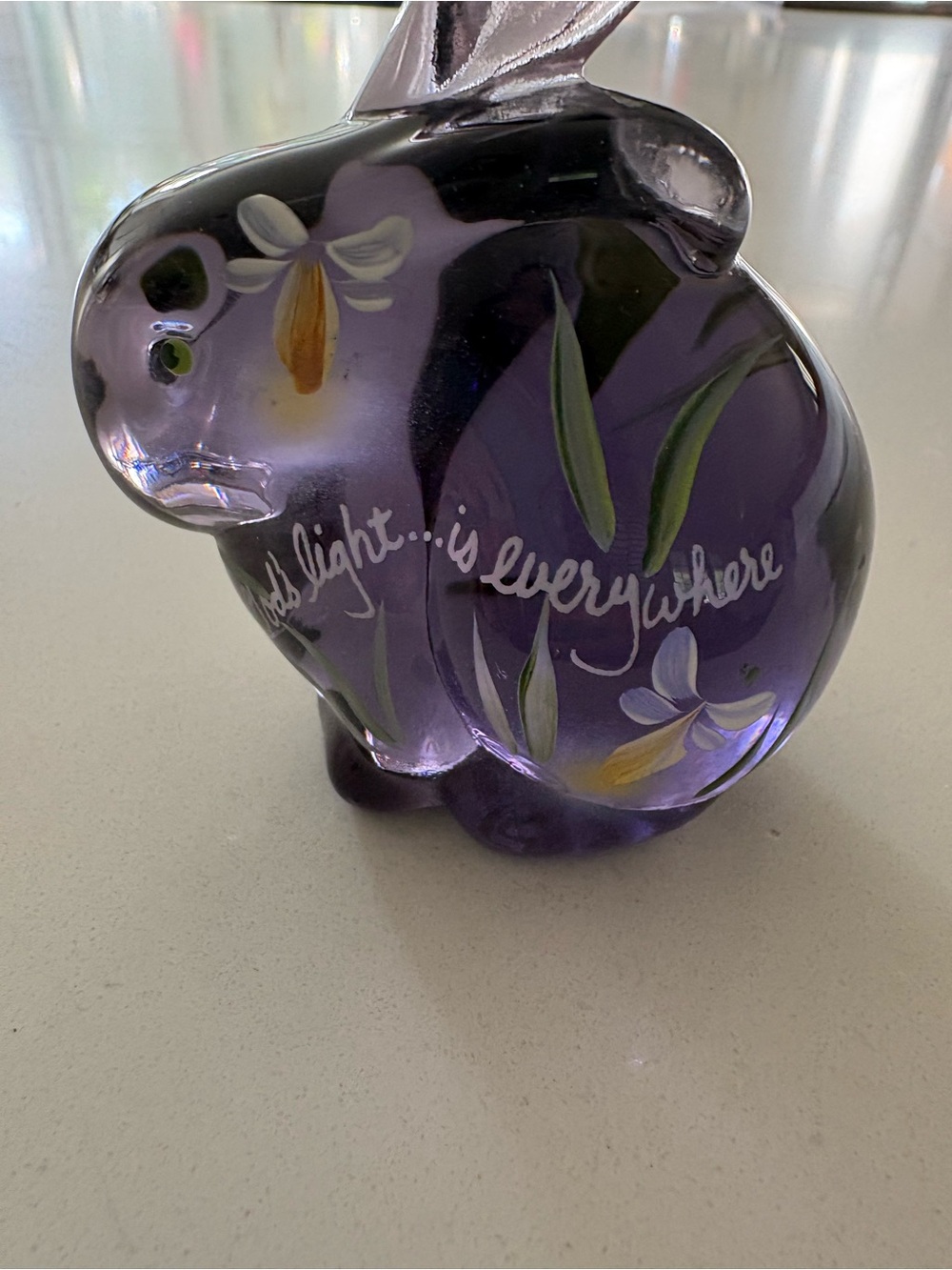 Fenton Hand painted Violet Glass Rabbit - Picture 2 of 7